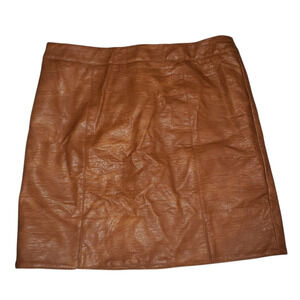 LoveRiche Vintage Caramel Faux Leather Mini Skirt Sz L Deadstock Party Work 90s